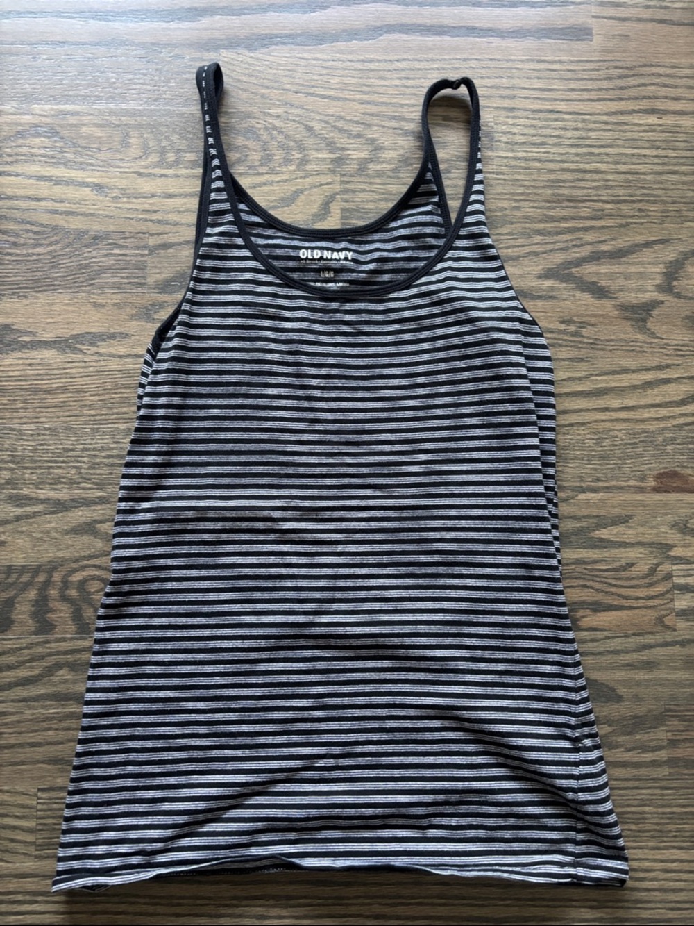 Old Navy Black and Gray Striped Scoop Neck Tank